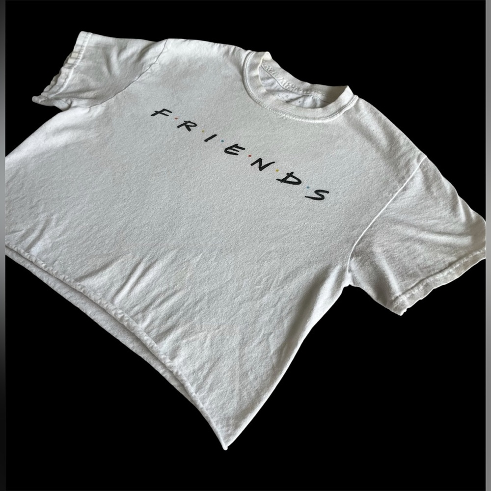 White Crewneck “Friends” Crop Top T-Shirt